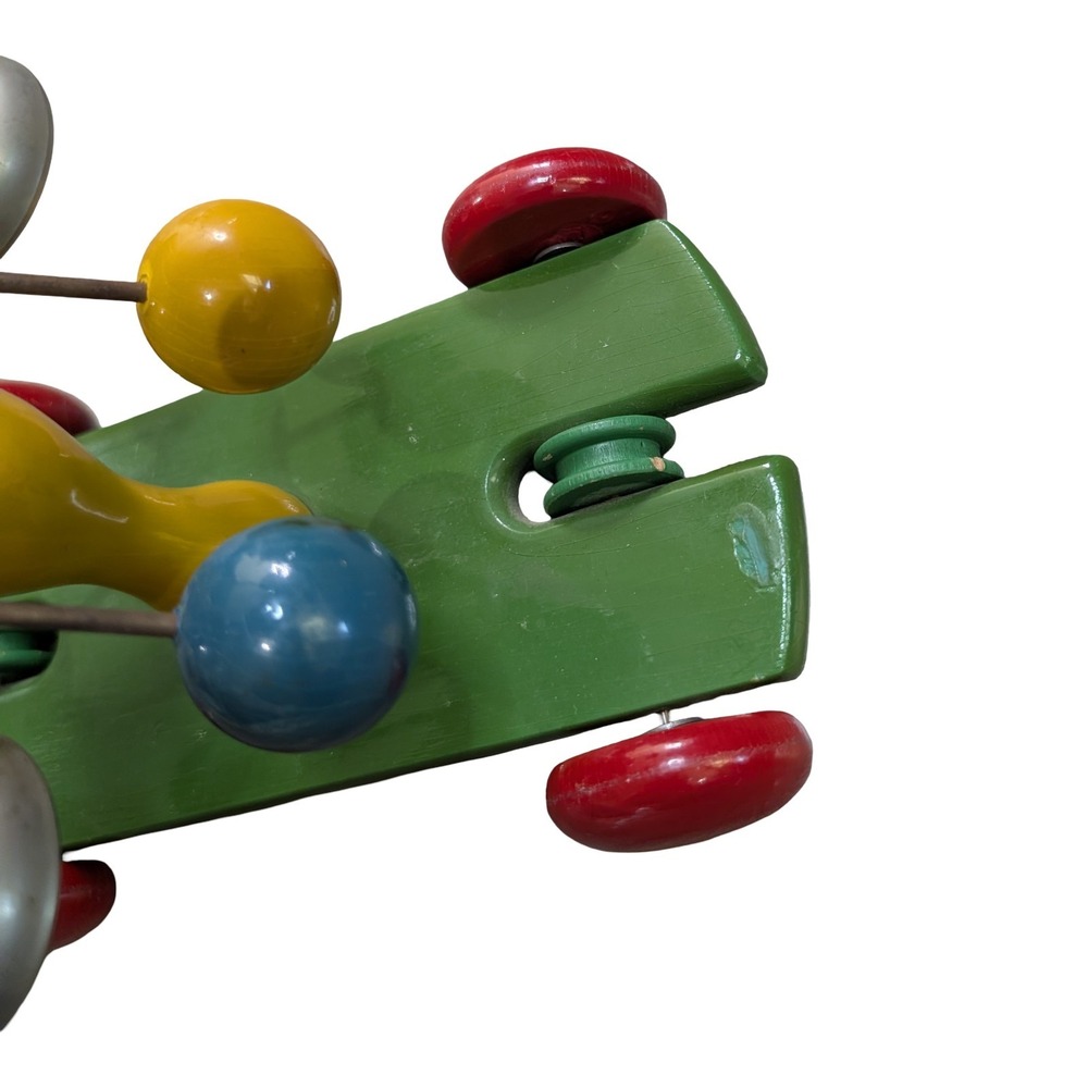 RARE Kouvalias Wooden Pull Toy 2Bells Greece Vintage Clacker Baby Montessori toy - Picture 5 of 8